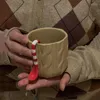 Becher Keramik Becher Kaffeetasse Pullover Linie gestreifter Löffel Weihnachtsstil mit Griff Tee Set Cartoon Holiday Gift