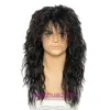 Fashion Mens Medium and Long Curly Hair Rock Performance Hip Hop Chemical Fiber Matte Natural Wig Headgear