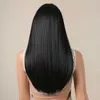 Syntetyczne peruki Czarne długie proste włosy naturalne dla kobiet syntetyczne peruki codziennie odgrywające ciepło Q240427