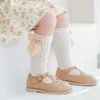 Calzini per bambini Summer Big Bow Kids Socks Cotton Princess Toddlers Calzini a ginocchio Long High Mesh Mesh Pavimento Baby Pavimento Spagnolo Pinanzino Dance Socken