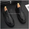 Casual Shoes Thick-Soled Lace-Up Loafers Men's Spring Trend Inner Heightening British Style Leather For Male