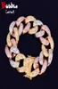 22 mm Baguette colorée Bracelet Zircon Miami Icedout Cuban Chaîne Heavy Material Copper Fashion Hip Hop Rock Street Charms Bijoux7080026