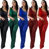 jesais Womens Jumpsuits Rompers Luxury Sequin Sleeveless One Shoulder Sequin Jumpsuit Overalls Night Club Birthday Outifts