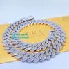 Luxur 18mm 20 tum 925 Sterling Silver VVS Moissanite Baguette Diamond Cuban Link Chain