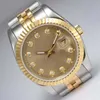 Man Watch Top Quality Gold Watch Automatic Two Tone Diamond Marking with Golden Dial Luxury Brand montre Gol