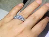 Vintage smycken par ringar 925 Sterling Silver Princess Cut White Topaz Cz Diamond Gemstones Party Women Wedding Bridal Ring Set7596191