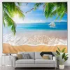 Gobeliny na Hawajów Sceneria na plaży Tobestry kreskówka Santa Ocean Sea Palm Tree Żaglówka Autumn zima lasu krajobrazu wisząca dekoracje domu
