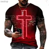 Men's T-Shirts God bless retro Jesus Christ mens T-shirt 3D printed mens oversized Camisetta short sleeved topXW