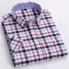 Men's Casual Shirts Cotton Short Sleeve Oxford Plus Size 7XL Summer Fashion Business Striped Button-Down Plaid Shirt