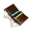 Geldbörsen minimalistischer Männer Vintage echte Leder Brieftaschen für Männer RFID Blockieren vertikaler Business -Kreditkarten -ID -Halter -Geldclip -Geldbörse