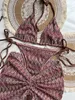 Paris Fashion Knitted da 3 pezzi Bikini Set da donna Scapa di lusso Swimwear Swimsuit Swimsuit Swims's Sexy Beachwear Crochet Crochet Baseing Baming Brand non pagato