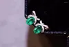 Studörhängen kjjeaxcmy fina smycken 925 Silver Natural Emerald Girl Classic Ear Support Test Kinesisk stil med låda