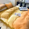 Bedding Sets 4Pcs Set Twin Double King Orange Gray Gradient Minimalist Art Soft Comforter Cover Lightweight Bed Sheet Pillowcases