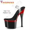 Chaussures habillées plus taille sexy 17cm talons hauts Summer Femme plate-forme de mode Sandale Sandales Sandales Pole Dance Striptease Black