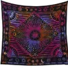 Tapisserier Hippie Mandala Sun and Moon Man -Made Affisch Tapestry Wall Hanging - India Gold Burning Sun Star Psychedelic Pop Mysterious Beach