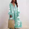 Robes décontractées Femme V-Neck Robe Maxi Decor Decor Bohemian Style avec V Flow Detail Flux A-Line Hem pour l'été
