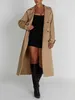 Vestes pour femmes Trench Coat Trench Coat Cound Color Color Double Breasted Long Sleeve Windbreaker Veste avec ceinture pour streetwear Extérieur