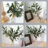 Decorative Flowers Artificial Olive Branch Faux Stem Branches Simulation Fake Leaf Green Plants Decoration Light House Decorations Home