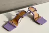 2021 Été Elegant Femmes Purple High Heels Chain Sandals Designer Open Toe Green Yellow Stiletto Heels Sandals Nightclub Chores5049429