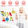 Mobiler# Baby Hanging Car Seat Toys Plush Activity Hanging barnvagn Toys med BB Squeaker och Rattles for Newborn Travel Activity Toy D240426