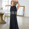 Casual Dresses Womens Boat Neck Split Thighs Contrasting Black Flowers Bridesmaid Sexy Low Party Evening Dress For Women