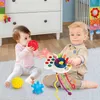 모바일# Montessori Baby 장난감 게 손 손가락 보도 당기기 장난감 개발 감각 장난감 6 12 개월 실리콘 이빨 베이비 딸랑이 장난감 D240426