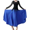 Stage Wear Womens Ballroom Lyrical Dance Dress Lace Long Sleeve Patchwork Rooks voor Waltz Cha-Cha Performance Competition