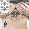 67qz Tattoo Transfer Lotus Henna Mandala Brust Temporäre Tattoos für Frauen Unterboob für Erwachsene Schmetterlingsschildkröte Löwe Gefälschte Tattoo sexy wasserdichte Tatoos 240427