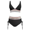 Costumi da bagno femminile retrò tankinis bohémien set per donne estate in profondità v collo in pizzo sexy micro bikinis 2024 costume da bagno matto