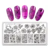 Konst BeautyBigbang Flower Leaves Nail Stamping Plates Leaf Floral Butterfly Line Printing Stencil Nail Stamp Mallar Nagel Art Tools