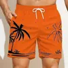 Zomerheren shorts snel drogen Hawaii Holiday Sports Swimming Trunks Fashion 3D Coconut Tree Gedrukt Loose 6xl 240417