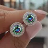 Stud schattig vrouwelijk kristal kleine ronde oorbellen klassieke zilveren kleur bruiloft sieraden charme paarse zirkoon stud oorbellen voor vrouwen D240426