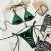 Bikini de maillots de bain pour femmes Ensemble sexy micro-string String Halter Femme de maillot de bain diamants de baignade Biquinis triangle 2024