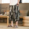 남자 반바지 남자 2024 여름 일본 사무라이 키모노 목욕 바지 아시아 의류 캐주얼 느슨한 유카타 와이드 다리 바지 큰 크기 5xl