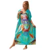 Couverture de Bohemian Printed Femmes Robe de plage Costume de baignade Bikini Cover Up Summer TUNIC POUR FEMME BEACHWEAR Robe de Page Kaftan