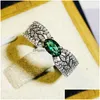 Anelli di banda Huitan Fancy Leaf Fancy Oval Green Cubic Zirconia matrimonio per donne 2023 Nuovi accessori per dita squisiti Gioielli Fashion Drop Dh0xi