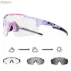 Óculos de sol Fotochrômica 2024 Mens Road Bicycles Bicycle Glasses MTB Bleachling Goggles Sports Fishing Running Sungassesxw