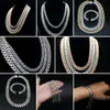 18K Gold Hip Hop 925 Sterling Silver VVS Moissanite Diamond Iced Out 3 Row Cuban Link Tennis Chain armband ketting mannen