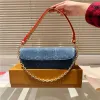 2024SS Women's Luxury Designer New Cowhide Leather Plånbok på Chain Ivy Denim Underarm Bag Women's Handbag Shoulder Bag