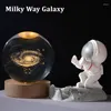 Dekorativa figurer 6/8cm 3D Crystal Ball Decoration 2024 Astronomy Solar System Planets Moon LED Balls Home Snow Glass Globe