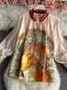 Femmes imprimées en deux pièces Retro Chic Spring Flower Flower Flower ShortSlong Shirt Top Cost Elegant Cost Spring Summer Tenues 240423