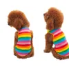 Hundkläder Stylish Dog Puppy Dress Waistcoat Rainbow Stripe Pet Summer Clothes Vest Shirts Storlek M D240426