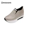 Casual Shoes Comemore Wedge Hidden Heel Platform Sport Sneakers Kvinnor Slip-On klackar Sneaker Leather Woman 2024 Women's Loafers