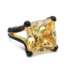 Amorita Boutique Yellow Square Full Drill Design Fashion Fashion Fonction Shiny Femme Ring 240423