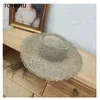 Women Fray Woven Seagrass Boater Hat Casual Sun Beach Caps Wide Brim Summer Unisex Straw Hats for Kentucky Derby Travel 240423