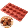 Moldes 15cavity Canele Silicone Mold Moldes de canhões antiaderentes bolo pan muffin cupcake assar