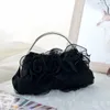 2024 Bridal Handbag White, Ivory, Black, Grape, Red Chiffon Satin Bridal Purses Wedding Accessories Handmade Flowers