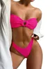 Women's Swimwear Swimwear New 2023 Sexy Womens Fashion Cut-out Bra Split Bikini Set Swimsuit