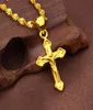 Classic Style Small Cross Pendant 18k Yellow Gold Filled Women Men Crucifix Pendant Chain7758960