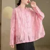 レディースジャケット2024中国スタイルの花長いジャケットサンプロテクションシャツトップ衣類デザインルーズフィッティングカバーk839